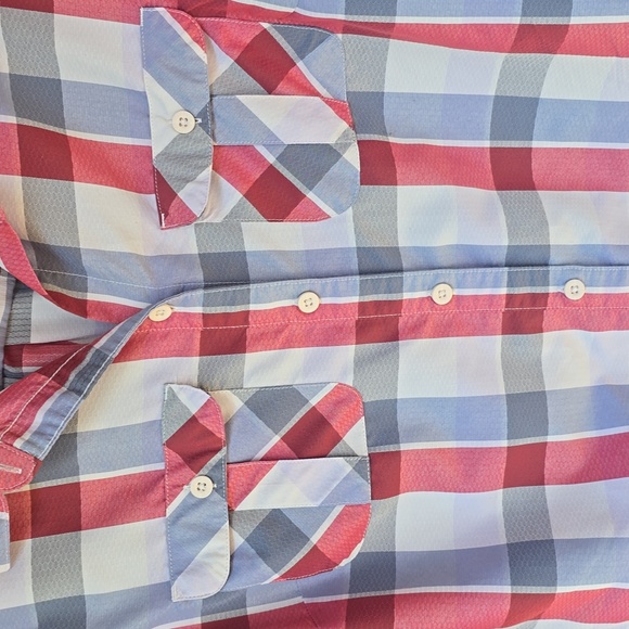 Eddie Bauer Plaid Lightweight Long Sleeve Shirt Red Blue Gray Medium M - Picture 1 of 8